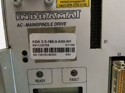 Indramat KDA 3.2-150-3-A00-W1 AC Main Servo Spindle Drive 150A 300V