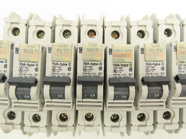 Merlin Gerin C60N Circuit Breaker 1 Pole 240V 15A-Type C Lot of 15