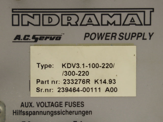 Indramat KDV 3.1-100-220/300-220 AC Main Servo Spindle Drive 100A 300V