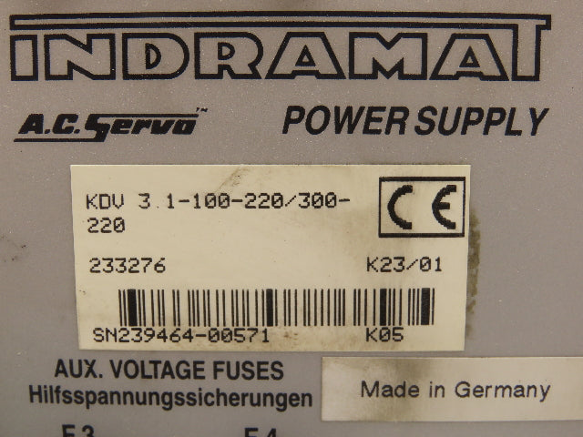 Indramat KDV 3.1-100-220/300-220 AC Main Servo Spindle Drive 100A 300V