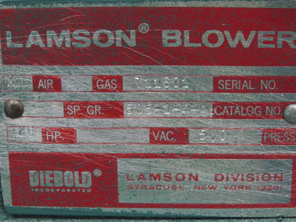 Lamson 505-1-4-AD Multistage Centrifugal Blower Direct Drive 20Hp 5LBS Air