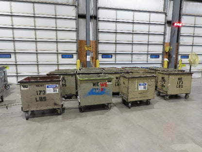 Portable Steel Hopper 1/2 Yard Tote Non-Tilt Towable Cart on Casters 36x24x30"
