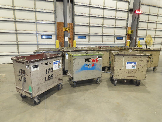 Portable Steel Hopper 1/2 Yard Tote Non-Tilt Towable Cart on Casters 36x24x30"