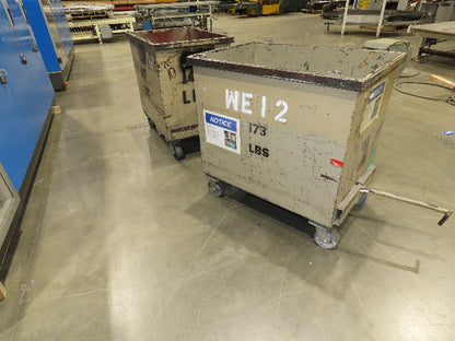 Portable Steel Hopper 1/2 Yard Tote Towable Cart on Steel Casters 36x24x30"