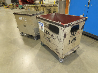 Portable Steel Hopper 1/2 Yard Tote Towable Cart on Steel Casters 36x24x30"