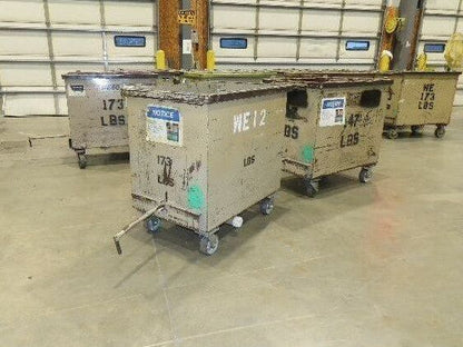 Portable Steel Hopper 1/2 Yard Tote Towable Cart on Steel Casters 36x24x30"