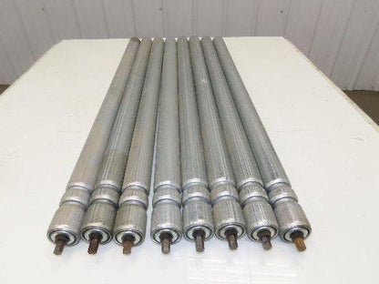 1.9" Conveyor Roller 36"BF 2-Groove O-Ring Galvanized Steel Lot of 8