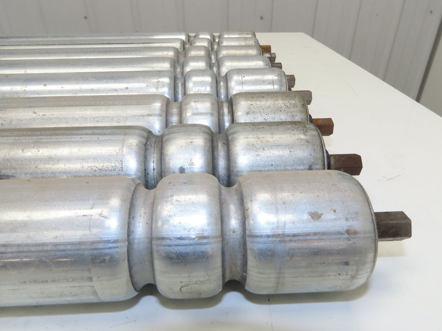 1.9" Conveyor Roller 36"BF 2-Groove O-Ring Galvanized Steel Lot of 8
