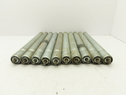 1.9" Conveyor Roller 21"BF Grooved O-Ring Galvanized Steel 7/16" Axle Lot of 10