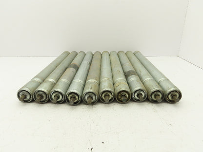 1.9" Conveyor Roller 21"BF Grooved O-Ring Galvanized Steel 7/16" Axle Lot of 10