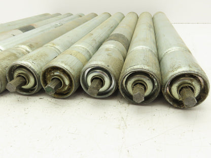 1.9" Conveyor Roller 21"BF Grooved O-Ring Galvanized Steel 7/16" Axle Lot of 10