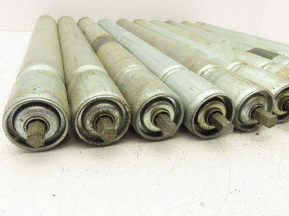 1.9" Conveyor Roller 21"BF Grooved O-Ring Galvanized Steel 7/16" Axle Lot of 10