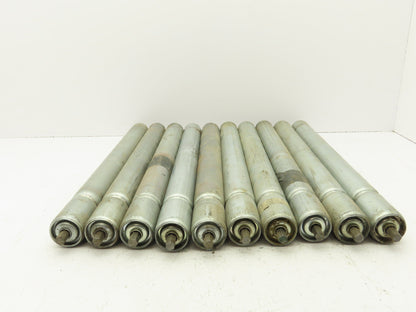 1.9" Conveyor Roller 21"BF Grooved O-Ring Galvanized Steel 7/16" Axle Lot of 10