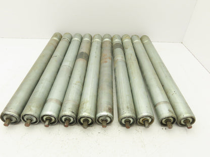 1.9" Conveyor Roller 21"BF Grooved O-Ring Galvanized Steel 7/16" Axle Lot of 10