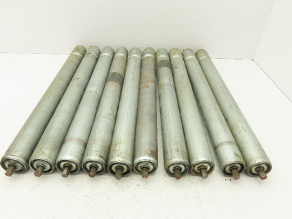 1.9" Conveyor Roller 21"BF Grooved O-Ring Galvanized Steel 7/16" Axle Lot of 10