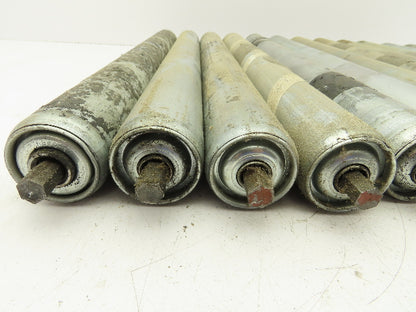 24" Conveyor Roller 1.9" x 21"BF Galvanized Steel 7/16" Hex Axle  Lot of 12