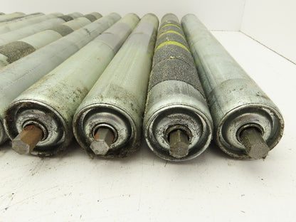 24" Conveyor Roller 1.9" x 21"BF Galvanized Steel 7/16" Hex Axle  Lot of 12