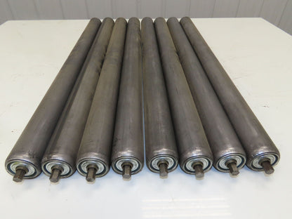 1.9" Conveyor Roller 27.5"BF Galvanized Steel 7/16" Hex Axle  Lot of 8