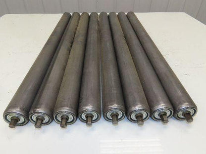 1.9" Conveyor Roller 27.5"BF Galvanized Steel 7/16" Hex Axle  Lot of 8