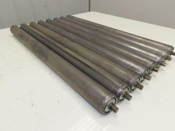 1.9" Conveyor Roller 27.5"BF Galvanized Steel 7/16" Hex Axle  Lot of 8