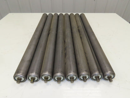 1.9" Conveyor Roller 27.5"BF Galvanized Steel 7/16" Hex Axle  Lot of 8
