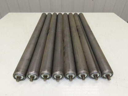 1.9" Conveyor Roller 27.5"BF Galvanized Steel 7/16" Hex Axle  Lot of 8