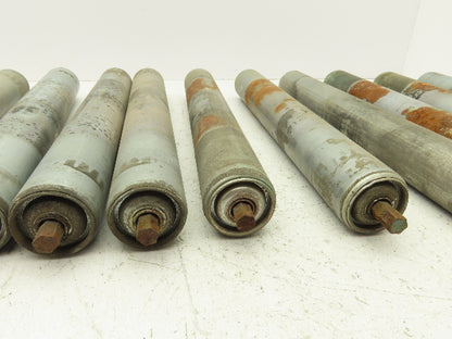 1.9" Conveyor Roller 15"BF Galvanized Steel 7/16" Hex Axle  Lot of 12