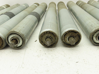 1.9" Grooved Conveyor Roller 19"BF Galvanized Steel 7/16" Hex Axle  Lot of 11