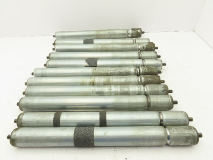 1.9" Grooved Conveyor Roller 19"BF Galvanized Steel 7/16" Hex Axle  Lot of 11