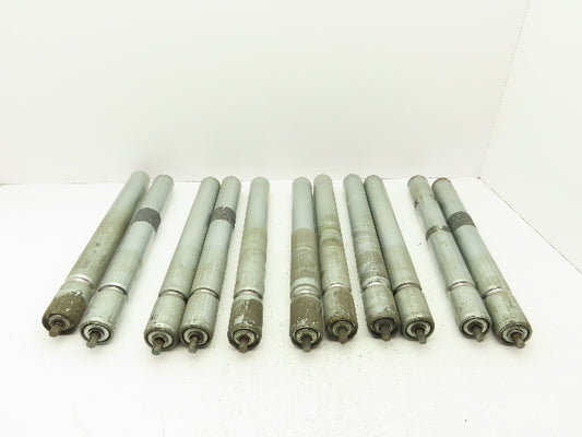 1.9" Grooved Conveyor Roller 19"BF Galvanized Steel 7/16" Hex Axle  Lot of 11