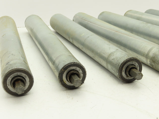 Curve Conveyor Tapered Roller 21"BF Galvanized Steel 7/16" Hex Axle  Lot of 9