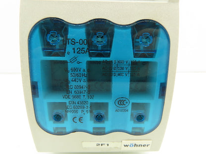 Wohner LTS-000 NH Fuse Switch Disconnector Size 000 125A 3 Pole
