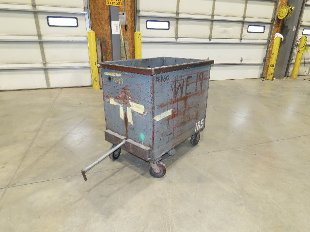 Portable Steel Hopper 1/2 Yard Tote Towable Cart on Casters 36x24x30" Gray