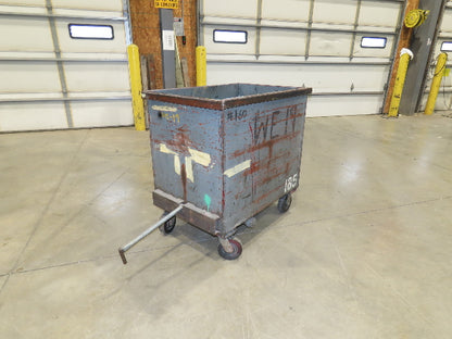 Portable Steel Hopper 1/2 Yard Tote Towable Cart on Casters 36x24x30" Gray