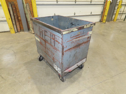 Portable Steel Hopper 1/2 Yard Tote Towable Cart on Casters 36x24x30" Gray
