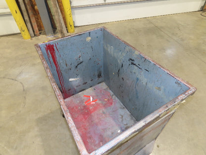 Portable Steel Hopper 1/2 Yard Tote Towable Cart on Casters 36x24x30" Gray