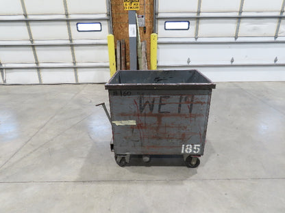 Portable Steel Hopper 1/2 Yard Tote Towable Cart on Casters 36x24x30" Gray