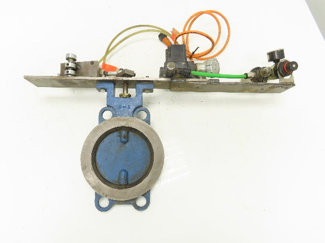 5" Wafer Style Steel Butterfly Valve 24V Pneumatic Solenoid Actuator Assembly