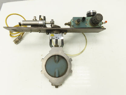 5" Wafer Style Steel Butterfly Valve 120V Pneumatic Solenoid Actuator Assembly
