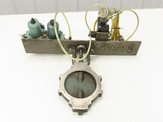 5" Wafer Style Steel Butterfly Valve 120V Pneumatic Solenoid Actuator Assembly