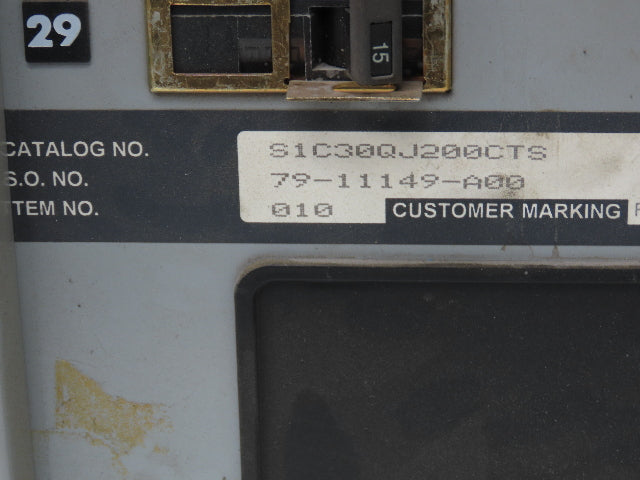 Siemens S1C30QJ200CTS Load Center Panel Board 250A 208Y/120V 3Ph 4W Main Breaker