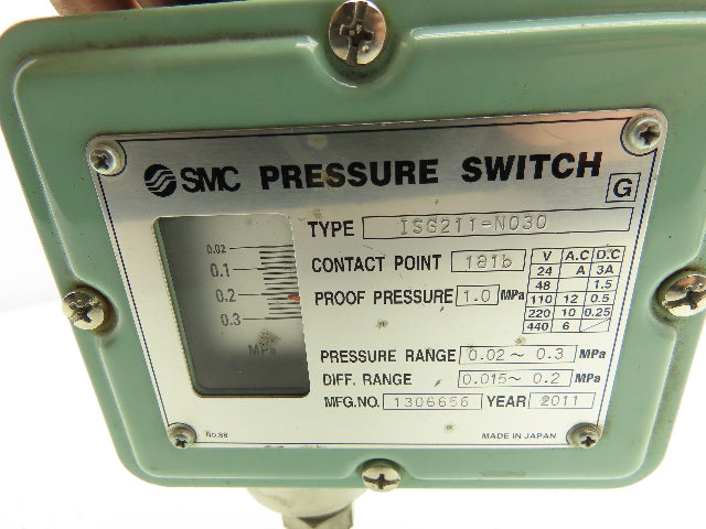 SMC ISG211-N030 Mechanical Pressure Switch .02-0.3 Mpa