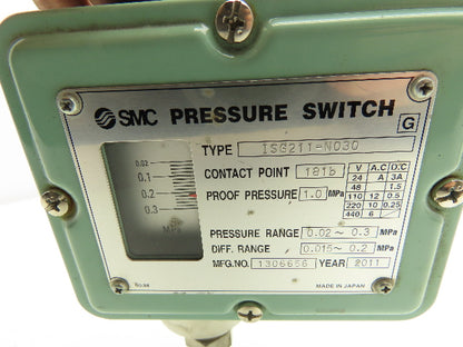 SMC ISG211-N030 Mechanical Pressure Switch .02-0.3 Mpa
