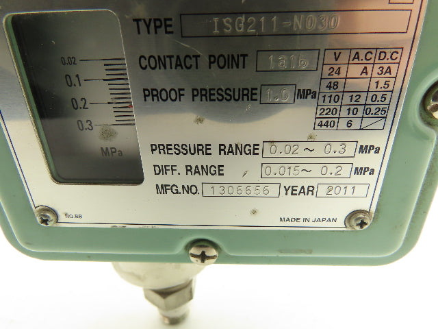 SMC ISG211-N030 Mechanical Pressure Switch .02-0.3 Mpa