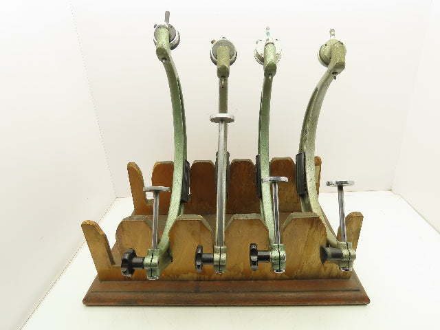 Vintage Tubular Bow Micrometer 2.3-14" Outside Dia 0.1mm Dial Gauge Set of 4