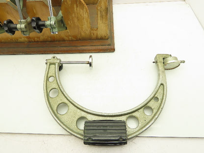 Vintage Tubular Bow Micrometer 2.3-14" Outside Dia 0.1mm Dial Gauge Set of 4