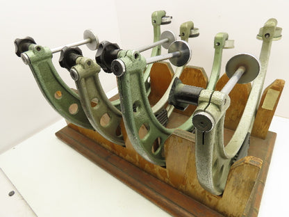 Vintage Tubular Bow Micrometer 2.3-14" Outside Dia 0.1mm Dial Gauge Set of 4