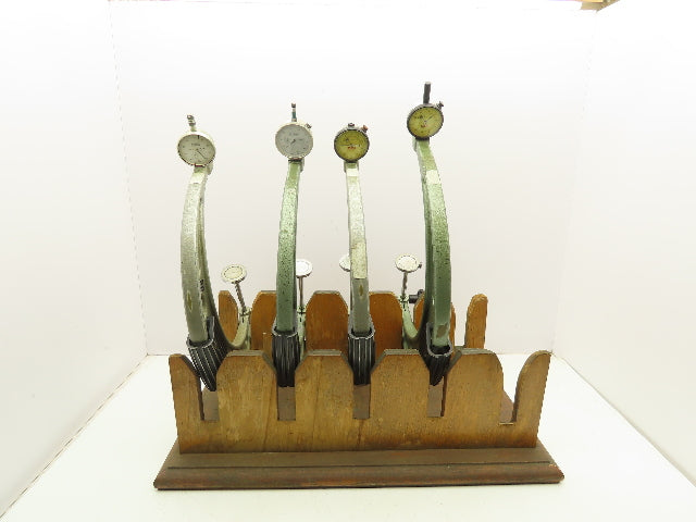 Vintage Tubular Bow Micrometer 2.3-14" Outside Dia 0.1mm Dial Gauge Set of 4