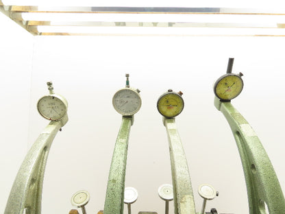 Vintage Tubular Bow Micrometer 2.3-14" Outside Dia 0.1mm Dial Gauge Set of 4
