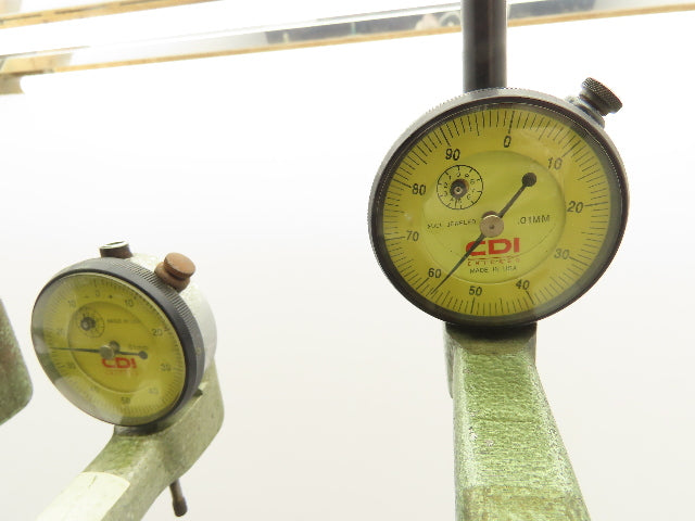 Vintage Tubular Bow Micrometer 2.3-14" Outside Dia 0.1mm Dial Gauge Set of 4